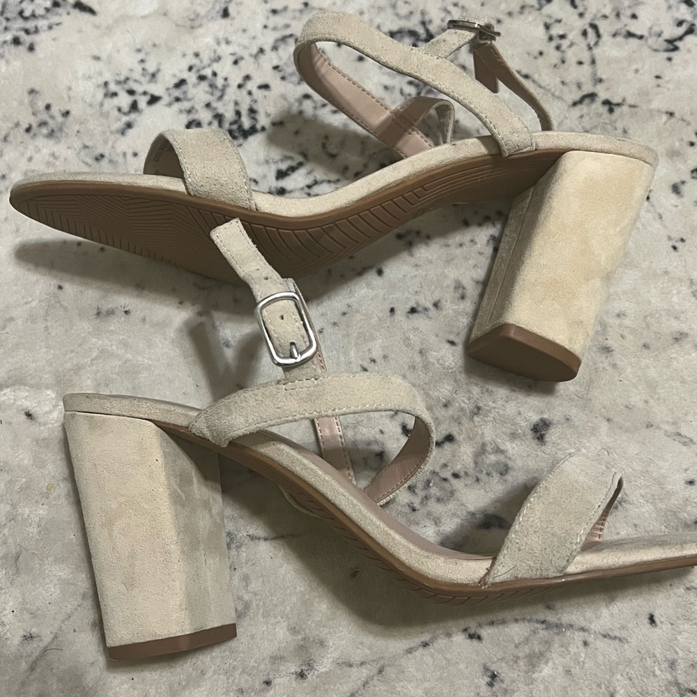 NEW women’s BP. Lula Block Slingback Sandal Suede Open Toe Ankle Strap 9.5 - Picture 4 of 5